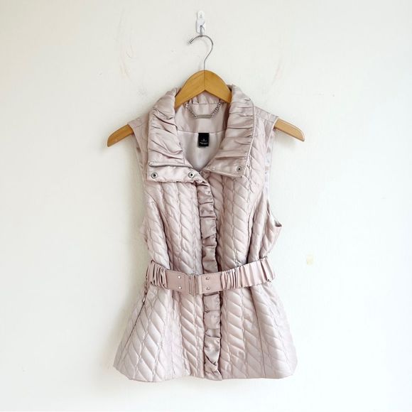 White House Black Market Cream Puffer Vest